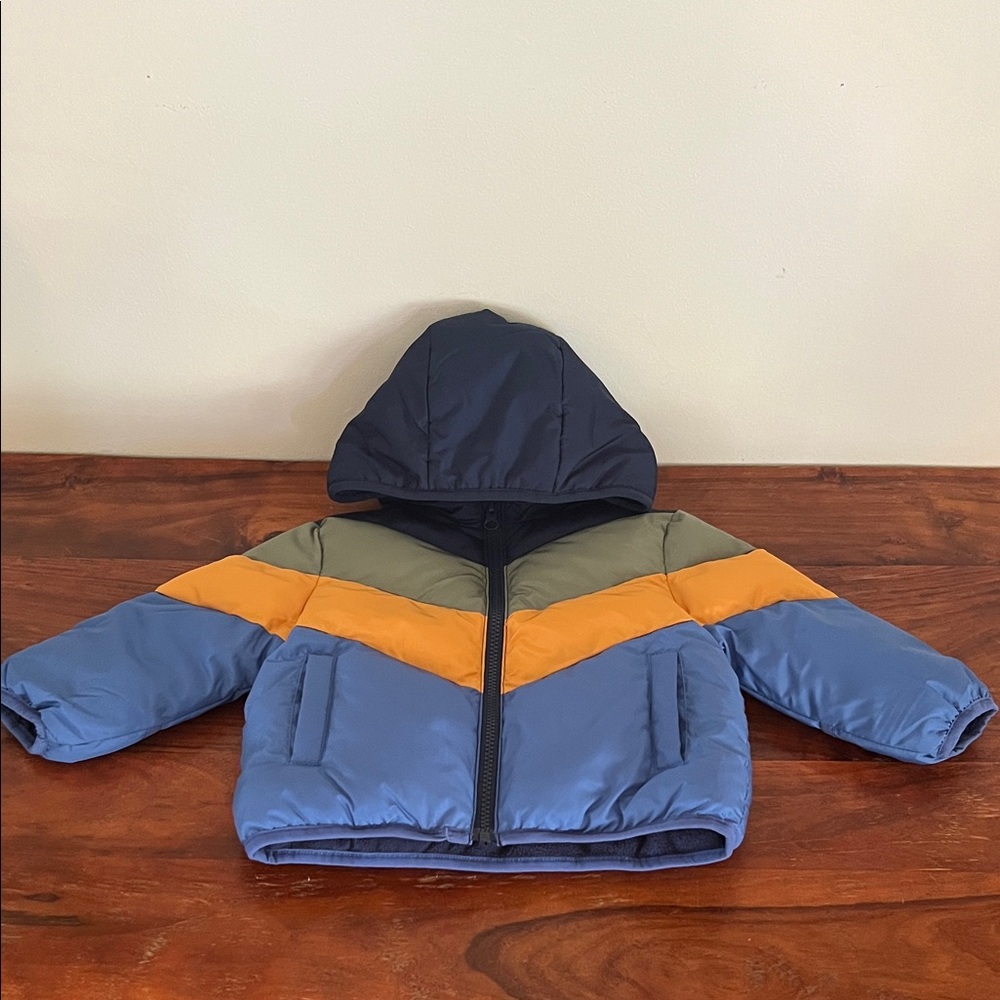 12M Blue and Orange Chevron Puffer Jacket